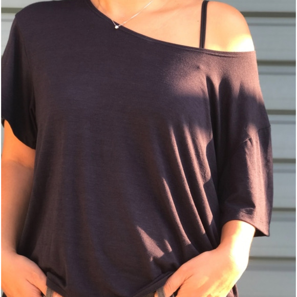 NWOT RexAtelier Off the Shoulder Dolman In Black Size S Cute Casual Chic - Picture 2 of 4